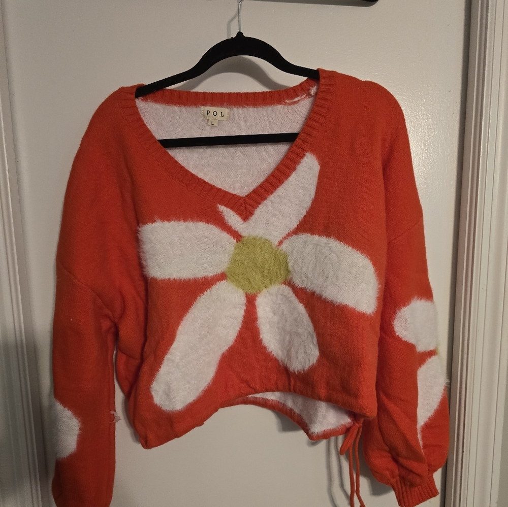 POL - Large Orange/White Sweater